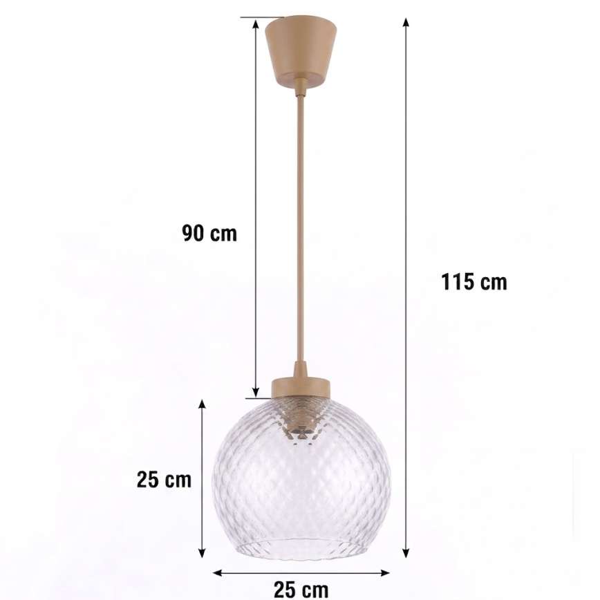 BRILAGI - LED-rippvalgusti juhtmel RETRO GLASS 1xE27/60W/230V läbimõõt 25 cm beež/suitsuhall