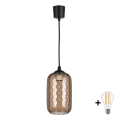 BRILAGI - LED-lühter riputuskaablil RETRO GLASS 1xE27/60W/230V, läbimõõt 14 cm, must/suitsune pruun