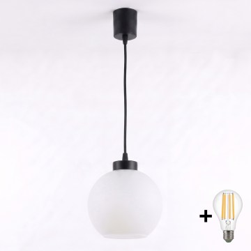 BRILAGI - LED-lühter riputuskaablil RETRO GLASS 1xE27/60W/230V läbimõõt 15 cm must/valge