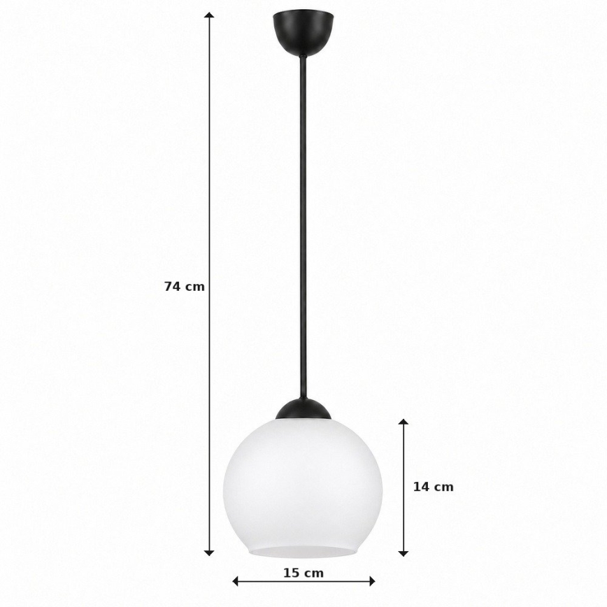 BRILAGI - LED-lühter riputuskaablil RETRO GLASS 1xE27/60W/230V läbimõõt 15 cm must/valge