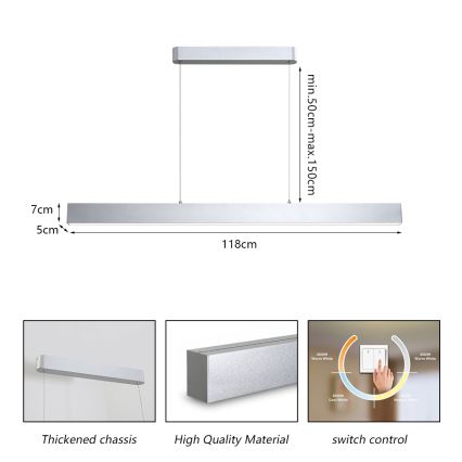 Brilagi - LED Lühter SLEEKLINE LED/40W/230V 3000/4500/6000K hõbedane