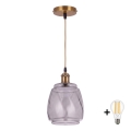 BRILAGI - LED lühter traadil RETRO GLASS 1xE27/60W/230V läbimõõt 26 cm kuldne/suitsuhall