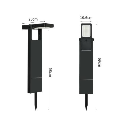 Brilagi - LED päikeseenergia lamp SUN SPIKE LED/4W/3,7V 2200 mAh IP44