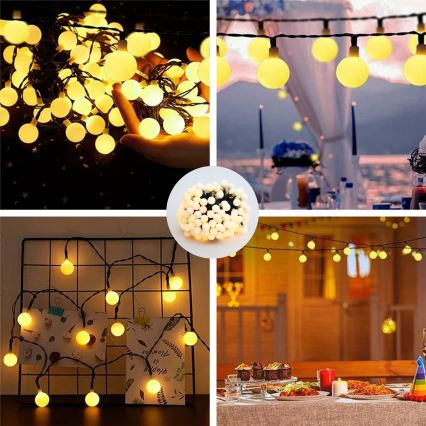Brilagi - LED Päikesepaneeliga dekoratiivne kett BUBBLE 200xLED/8 funktsiooni 20m IP65 soe valge