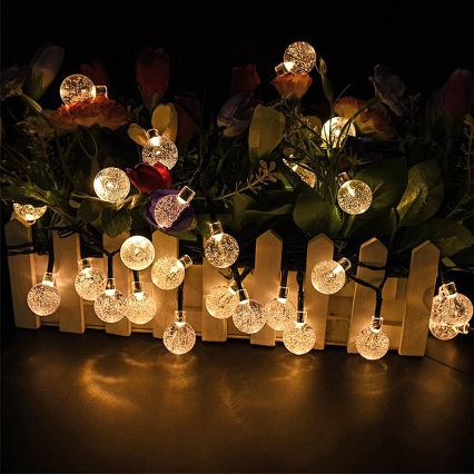 Brilagi - LED Päikesepaneeliga dekoratiivne kett BUBBLE 50xLED/8 funktsiooni 7m IP65 soe valge 600 mAh