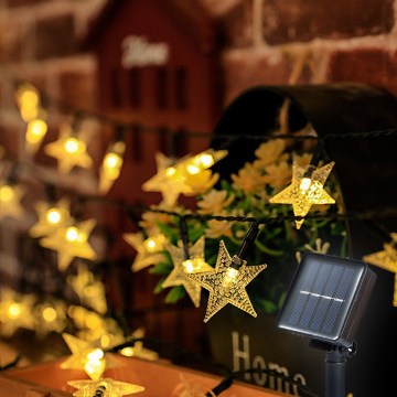 Brilagi - LED Päikesepaneeliga dekoratiivne kett STARS 50xLED/8 funktsiooni 7m IP65 soe valge
