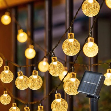 BRILAGI - LED-päikesepaneeliga dekoratiivne valgusnöör BUBBLE 300xLED/8 funktsiooni 30m IP65 soe valge 500 mAh