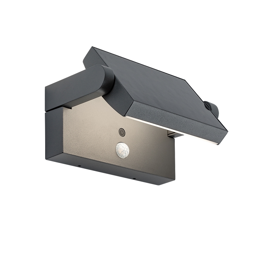 Brilagi - LED Päikesepaneeliga seinavalgusti liikumis- ja hämarusanduriga ANKLE LED/10W/3,7V 3000 mAh 3000K IP65 antratsiit