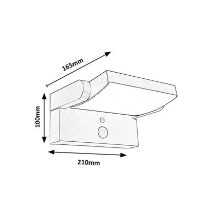 Brilagi - LED Päikesepaneeliga seinavalgusti liikumis- ja hämarusanduriga ANKLE LED/10W/3,7V 3000 mAh 3000K IP65 antratsiit