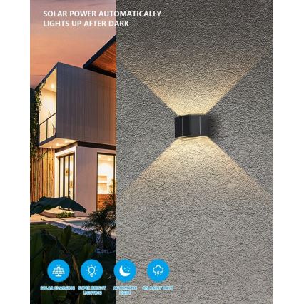 Brilagi - LED Päikesepaneeliga seinavalgusti koos anduriga SOLAR CUBE LED/2W/3,2V 1300 mAh IP54