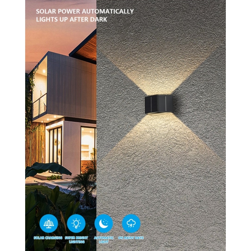 Brilagi - LED Päikesepaneeliga seinavalgusti koos anduriga SOLAR CUBE LED/2W/3,2V 1300 mAh IP54