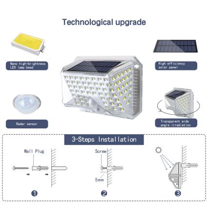Brilagi - LED Päikesepaneeliga seinavalgusti koos anduriga WALLIE LED/4W/5,5V 1200 mAh 6500K IP64 hõbedane