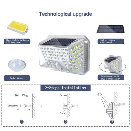 Brilagi - LED Päikesepaneeliga seinavalgusti koos anduriga WALLIE LED/4W/5,5V 6500K IP64 hõbedane