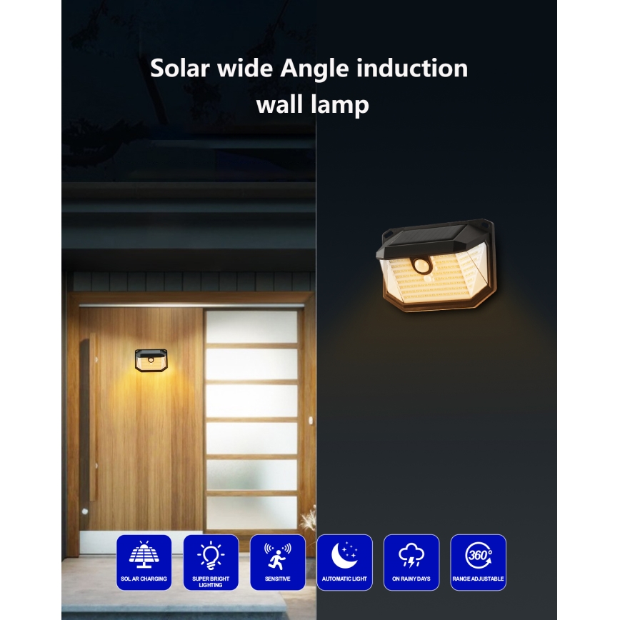 Brilagi - LED Päikesepaneeliga seinavalgusti koos anduriga WALLIE LED/4W/5,5V 1200 mAh 3000K IP65