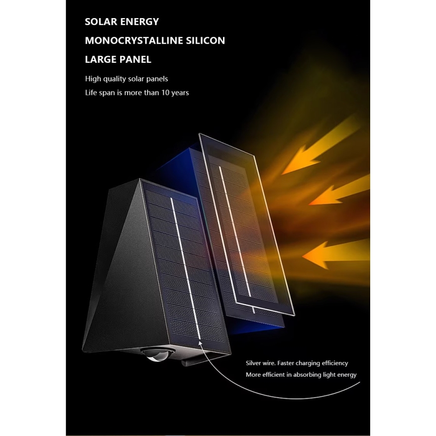 Brilagi - LED Päikesepaneeliga seinavalgusti PYRAMID LED/2W/3,2V 1300 mAh IP54