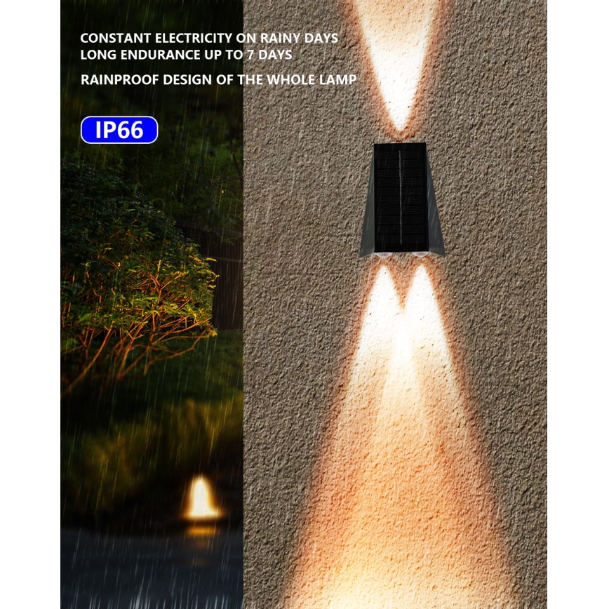 Brilagi - LED Päikesepaneeliga seinavalgusti PYRAMID LED/2W/3,2V 1300 mAh IP54