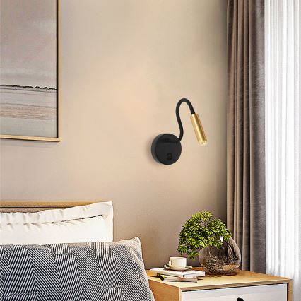 Brilagi - LED Paindlik seinalamp MAYA LED/3W/230V 4000K must/kuldne