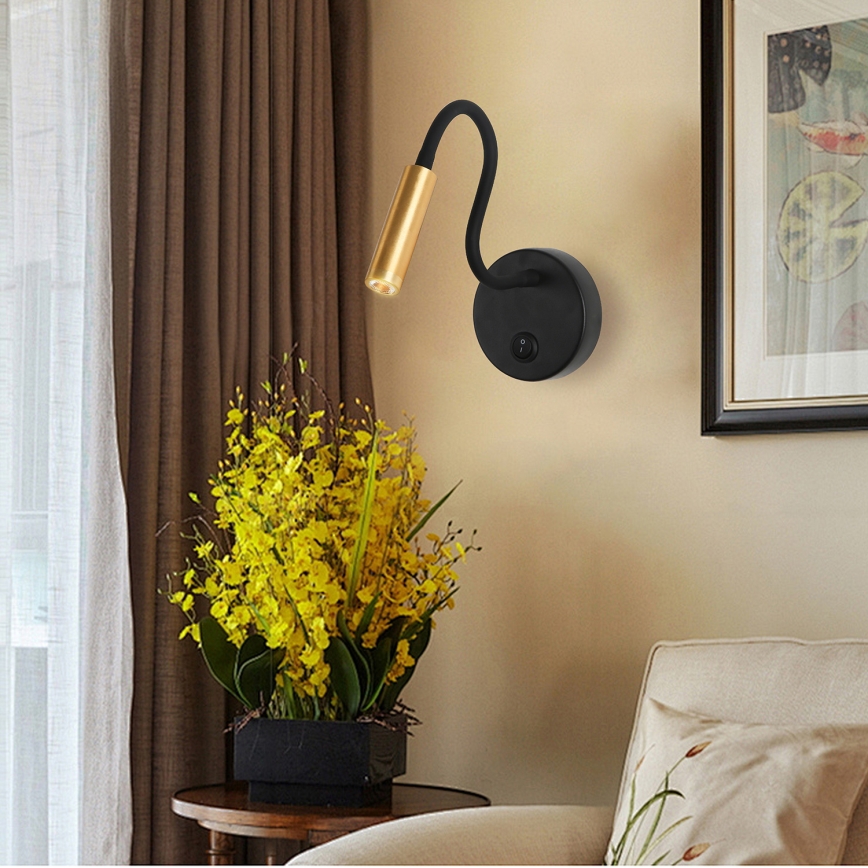 Brilagi - LED Paindlik seinalamp MAYA LED/3W/230V 4000K must/kuldne