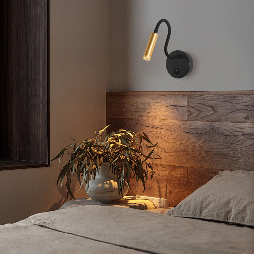 Brilagi - LED Paindlik seinalamp MAYA LED/3W/230V 4000K must/kuldne