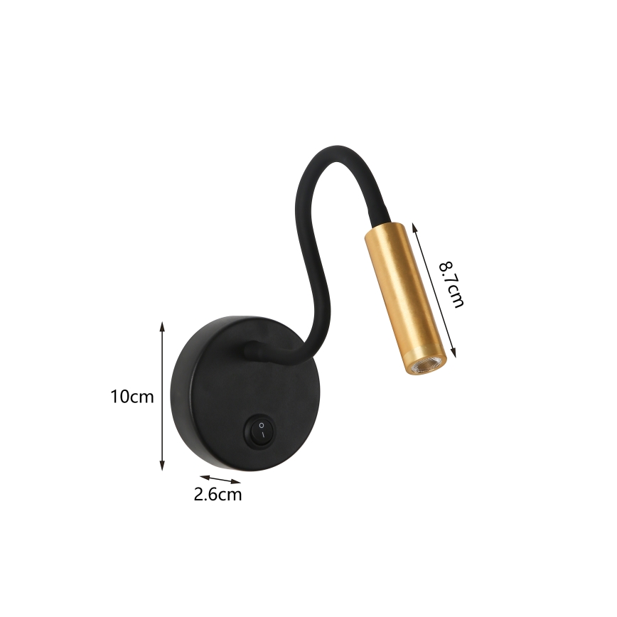 Brilagi - LED Paindlik seinalamp MAYA LED/3W/230V 4000K must/kuldne