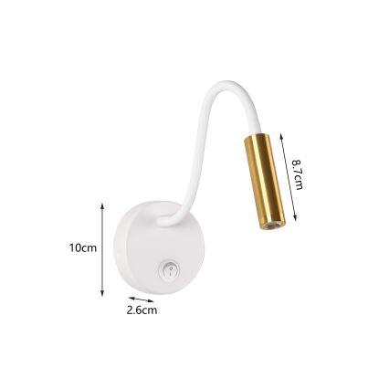 Brilagi - LED Paindlik seinalamp MAYA LED/3W/230V 4000K valge/kuldne
