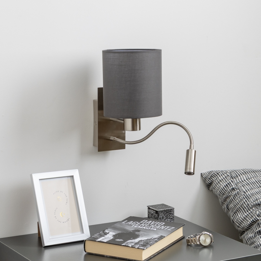 Brilagi - LED Paindlik seinalamp NUBILA 1xE27/25W/230V + LED/3W matt kroom/antratsiit