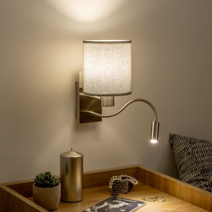 Brilagi - LED Paindlik seinalamp NUBILA 1xE27/25W/230V + LED/3W matt kroom/hall