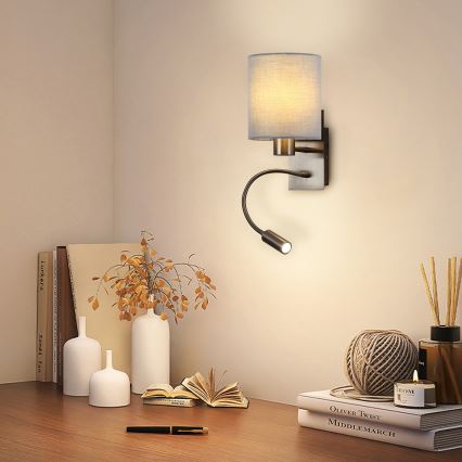 Brilagi - LED Paindlik seinalamp NUBILA 1xE27/25W/230V + LED/3W matt kroom/hall