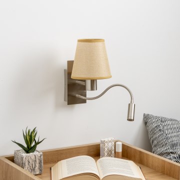 Brilagi - LED Paindlik seinalamp NUBILA 1xE27/25W/230V + LED/3W matt kroom/helepruun