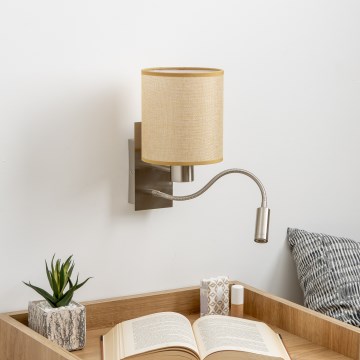 Brilagi - LED Paindlik seinalamp NUBILA 1xE27/25W/230V + LED/3W matt kroom/helepruun
