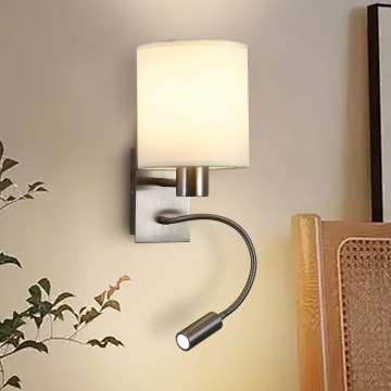Brilagi - LED Paindlik seinalamp NUBILA 1xE27/25W/230V + LED/3W matt kroom/kreemikas