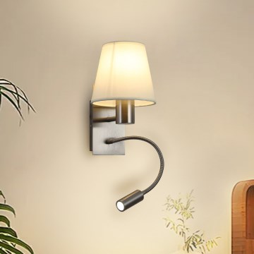 Brilagi - LED Paindlik seinalamp NUBILA 1xE27/25W/230V + LED/3W matt kroom/kreemikas