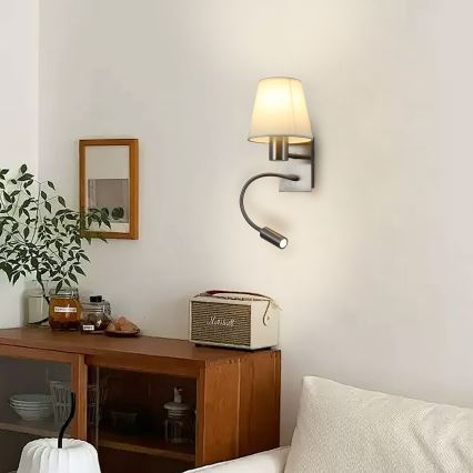 Brilagi - LED Paindlik seinalamp NUBILA 1xE27/25W/230V + LED/3W matt kroom/kreemikas