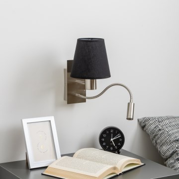 Brilagi - LED Paindlik seinalamp NUBILA 1xE27/25W/230V + LED/3W matt kroom/must
