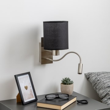 Brilagi - LED Paindlik seinalamp NUBILA 1xE27/25W/230V + LED/3W matt kroom/must