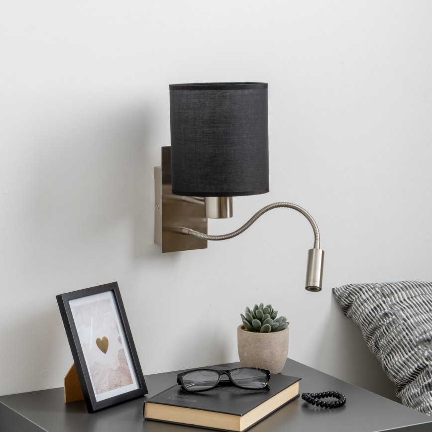 Brilagi - LED Paindlik seinalamp NUBILA 1xE27/25W/230V + LED/3W matt kroom/must