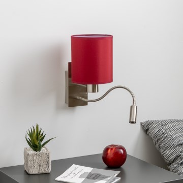 Brilagi - LED Paindlik seinalamp NUBILA 1xE27/25W/230V + LED/3W matt kroom/Pompeii punane