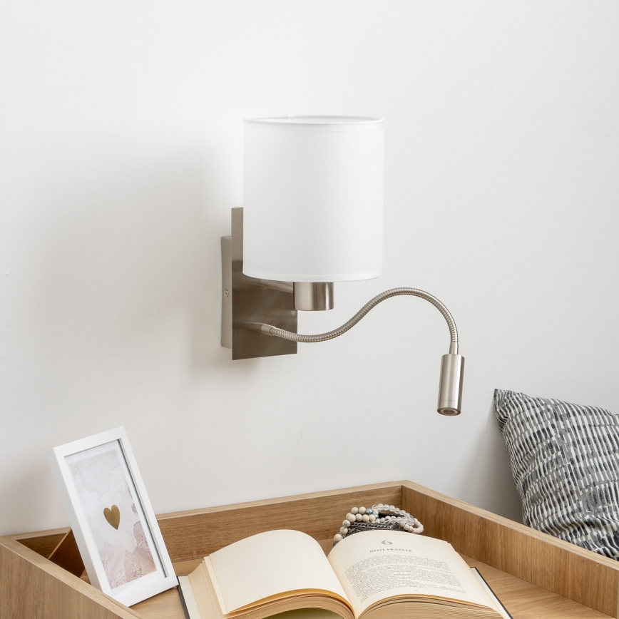 Brilagi - LED Paindlik seinalamp NUBILA 1xE27/25W/230V + LED/3W matt kroom/valge