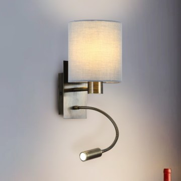 Brilagi - LED Paindlik seinalamp NUBILA 1xE27/25W/230V + LED/3W messing/kreemikas