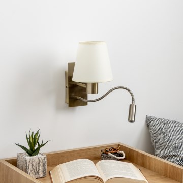 Brilagi - LED Paindlik seinalamp NUBILA 1xE27/25W/230V + LED/3W messing/kreemikas