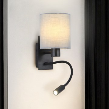 Brilagi - LED Paindlik seinalamp NUBILA 1xE27/25W/230V + LED/3W must/hall