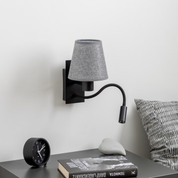 Brilagi - LED Paindlik seinalamp NUBILA 1xE27/25W/230V + LED/3W must/hall