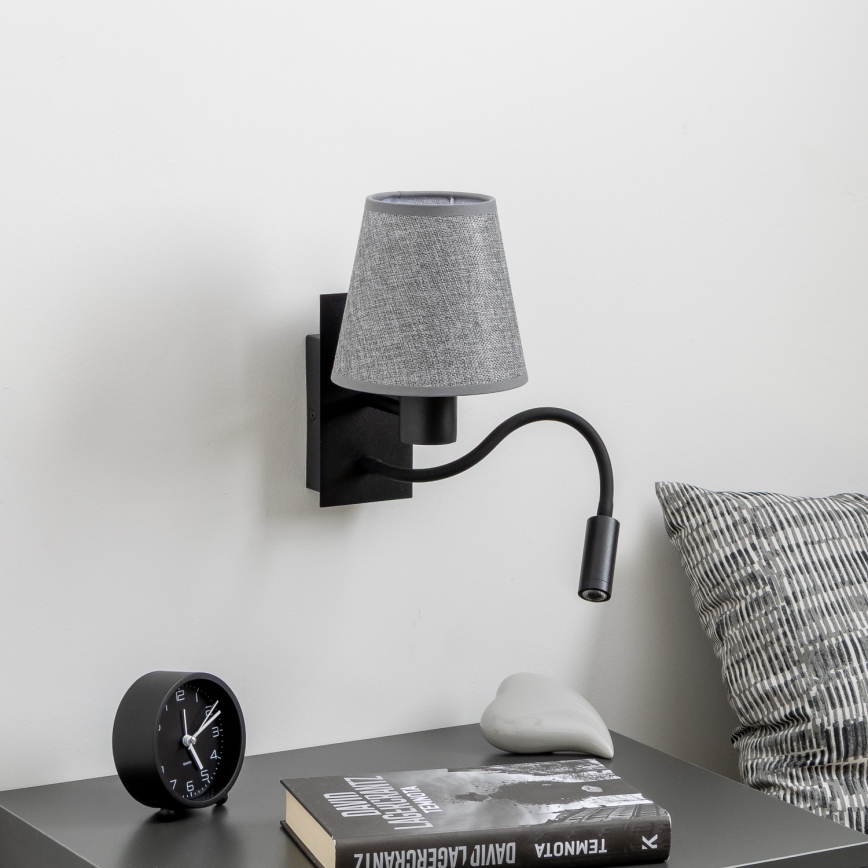Brilagi - LED Paindlik seinalamp NUBILA 1xE27/25W/230V + LED/3W must/hall