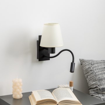 Brilagi - LED Paindlik seinalamp NUBILA 1xE27/25W/230V + LED/3W must/kreemikas