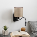 Brilagi - LED Paindlik seinalamp NUBILA 1xE27/25W/230V + LED/3W must/pruun