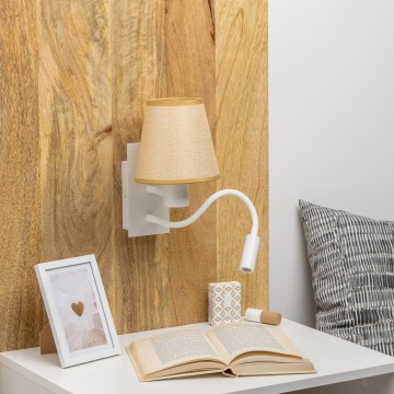 Brilagi - LED Paindlik seinalamp NUBILA 1xE27/25W/230V + LED/3W valge/helepruun