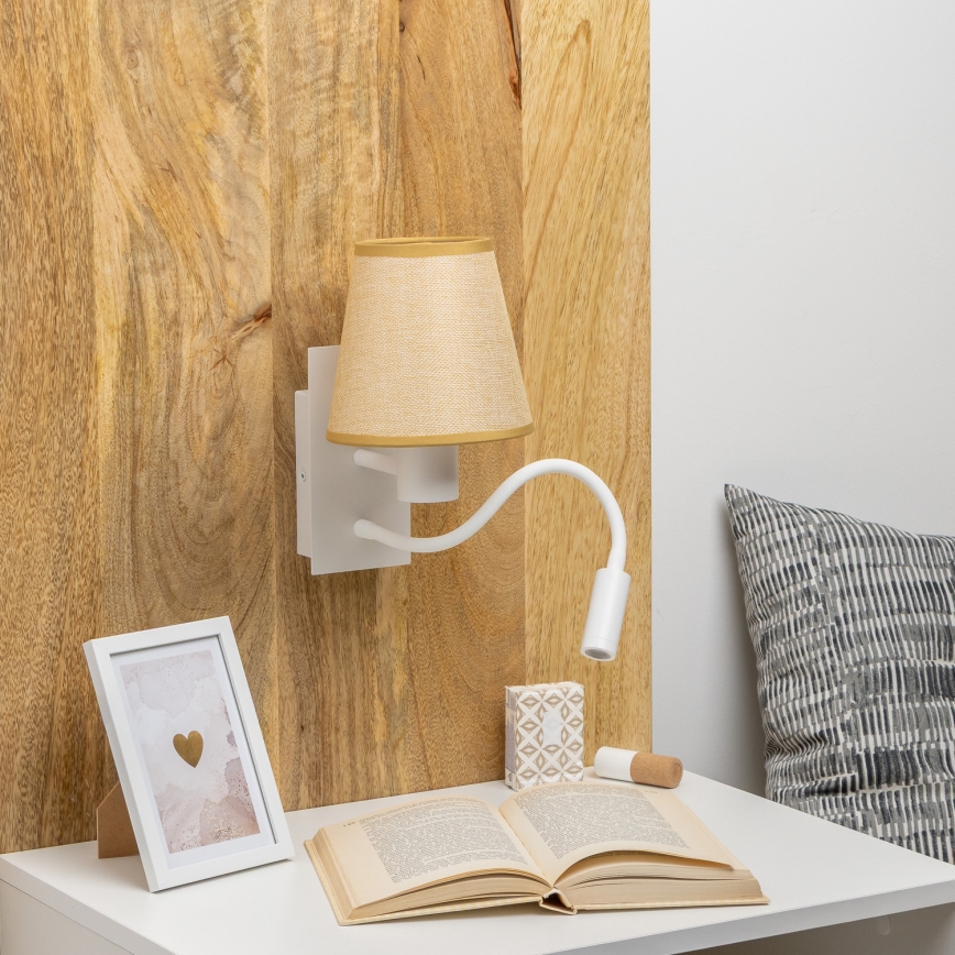 Brilagi - LED Paindlik seinalamp NUBILA 1xE27/25W/230V + LED/3W valge/helepruun