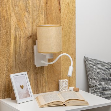 Brilagi - LED Paindlik seinalamp NUBILA 1xE27/25W/230V + LED/3W valge/helepruun