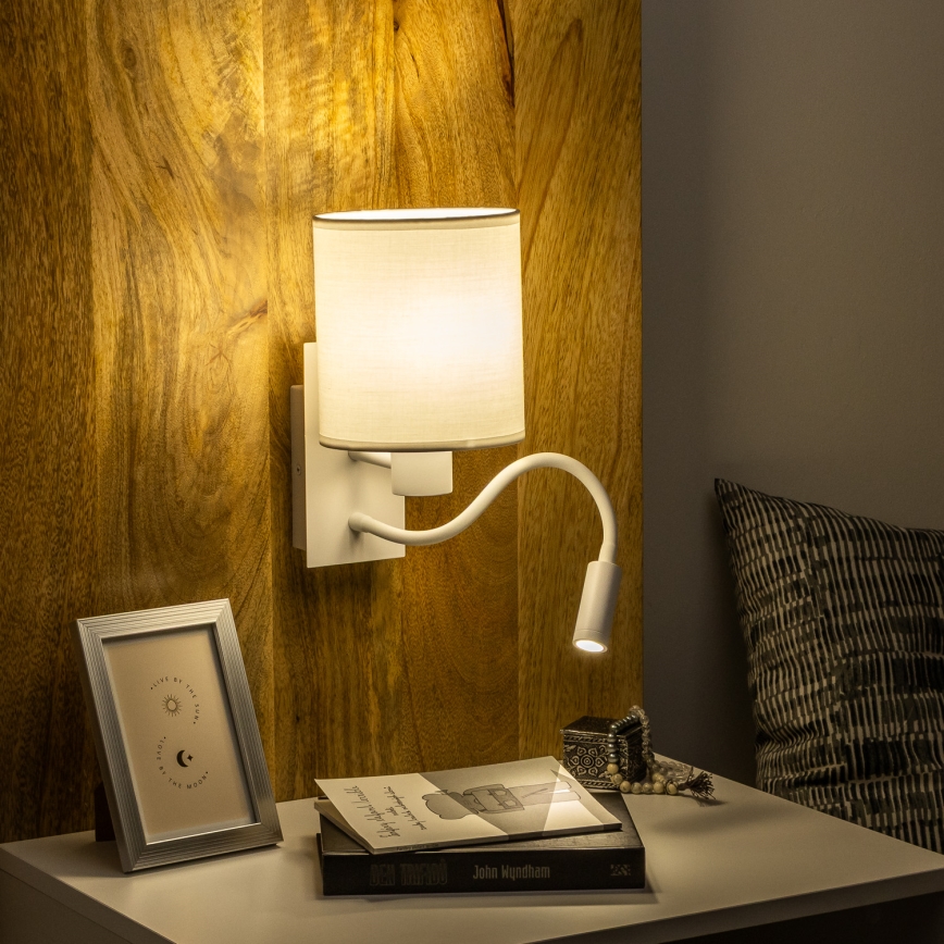 Brilagi - LED Paindlik seinalamp NUBILA 1xE27/25W/230V + LED/3W valge