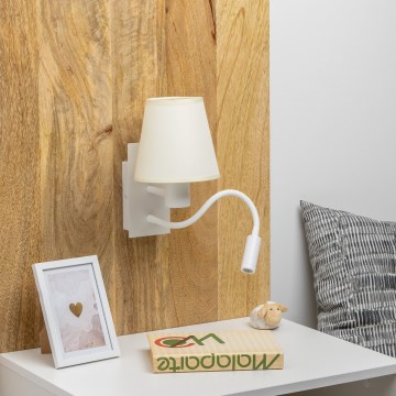 Brilagi - LED Paindlik seinalamp NUBILA 1xE27/25W/230V + LED/3W valge/kreemikas